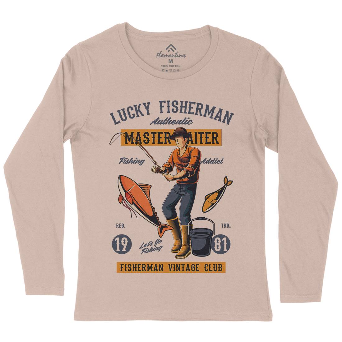 Lucky Fisherman Womens Long Sleeve T-Shirt Fishing C388