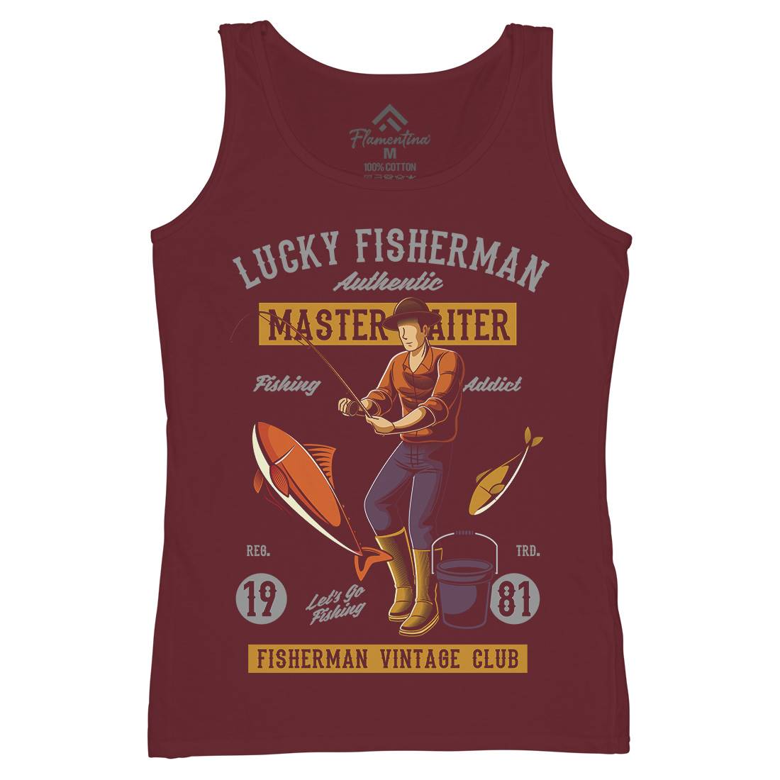 Lucky Fisherman Womens Organic Tank Top Vest Fishing C388