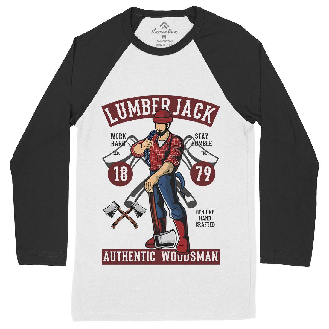 Lumberjack Mens Long Sleeve Baseball T-Shirt Work C389