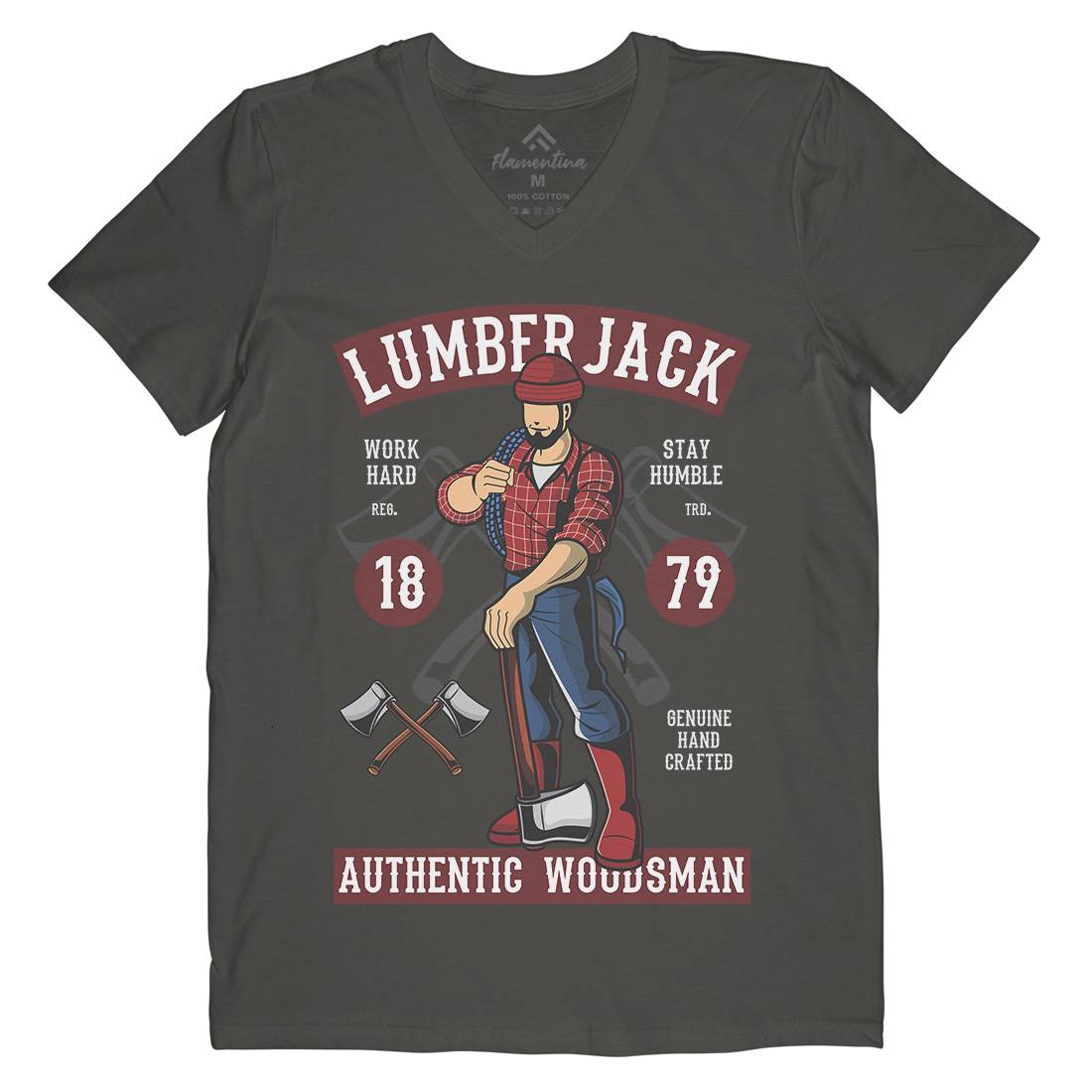 Lumberjack Mens V-Neck T-Shirt Work C389