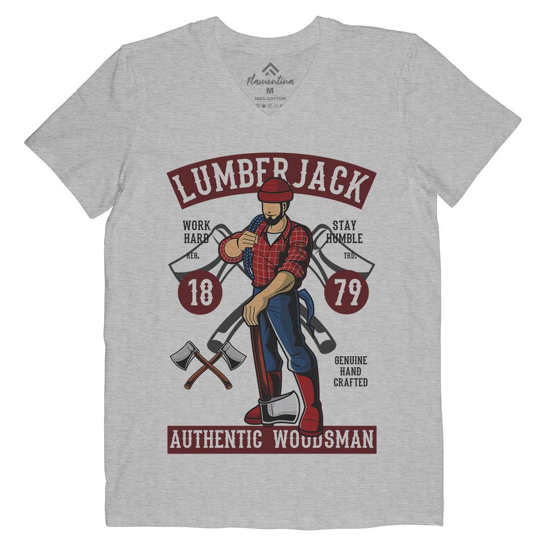 Lumberjack Mens Organic V-Neck T-Shirt Work C389
