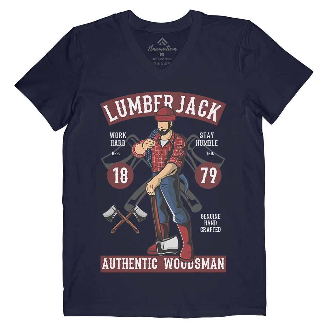 Lumberjack Mens V-Neck T-Shirt Work C389