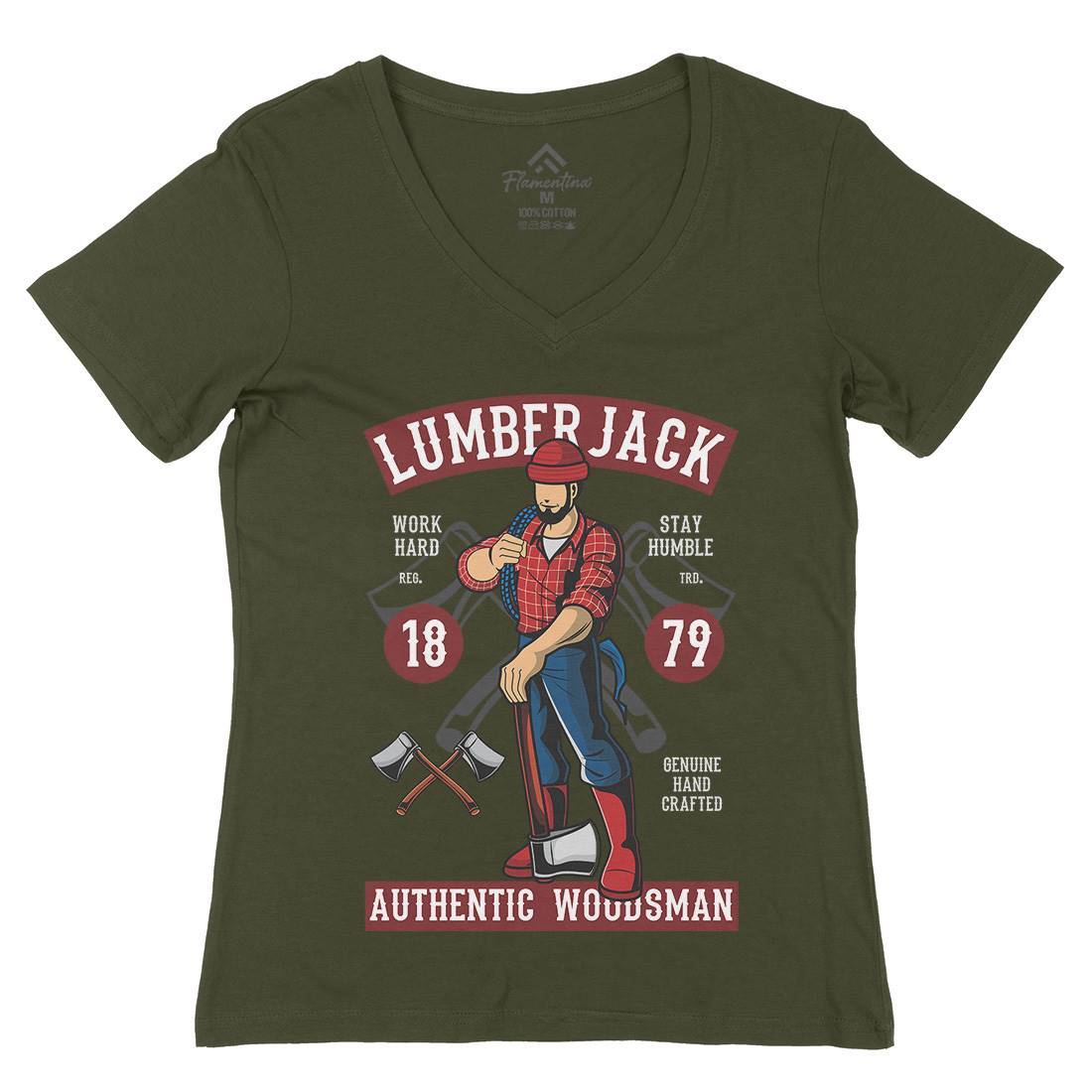 Lumberjack Womens Organic V-Neck T-Shirt Work C389