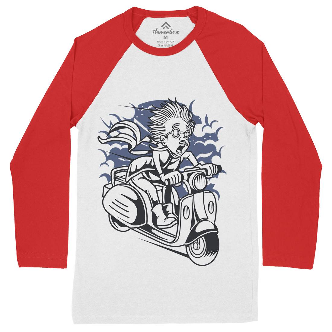 Mad Scientist Scooter Mens Long Sleeve Baseball T-Shirt Work C391