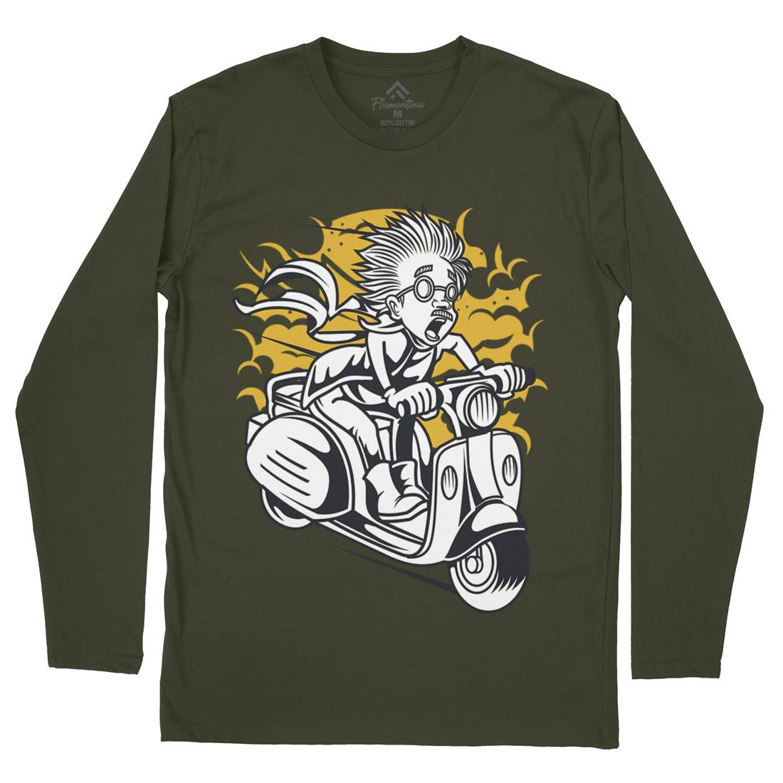 Mad Scientist Scooter Mens Long Sleeve T-Shirt Work C391