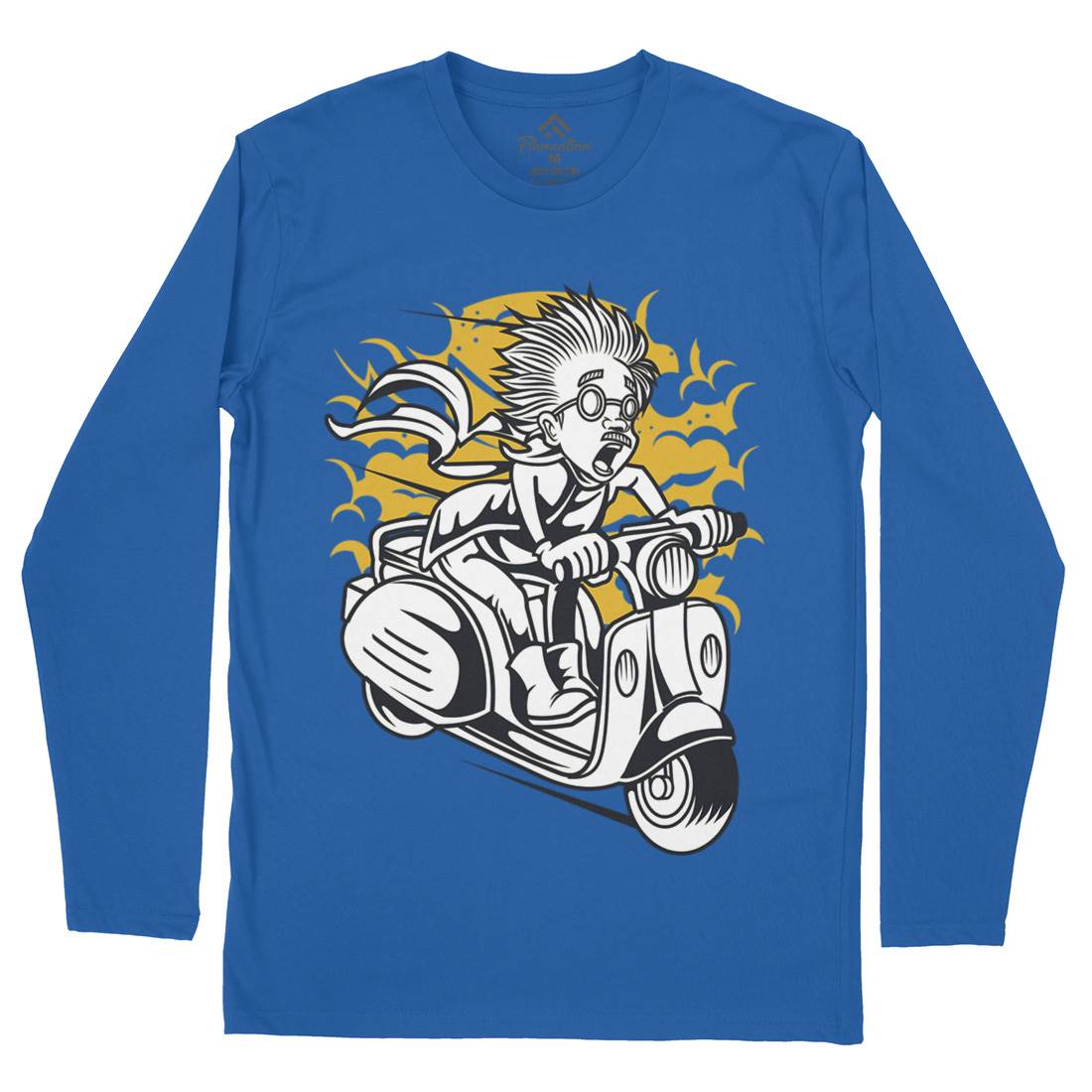 Mad Scientist Scooter Mens Long Sleeve T-Shirt Work C391