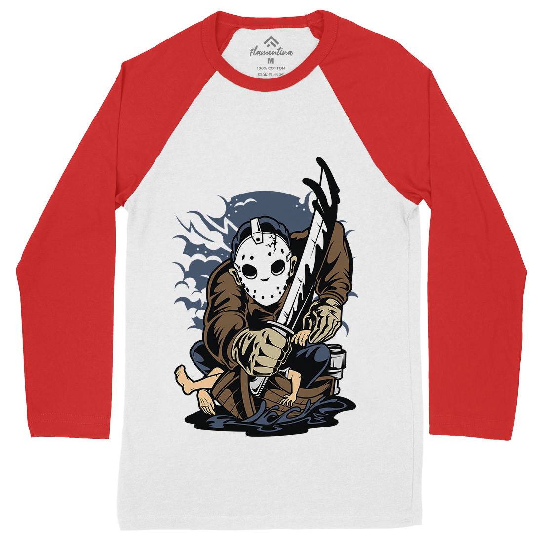 Masked Slayer Mens Long Sleeve Baseball T-Shirt Horror C392