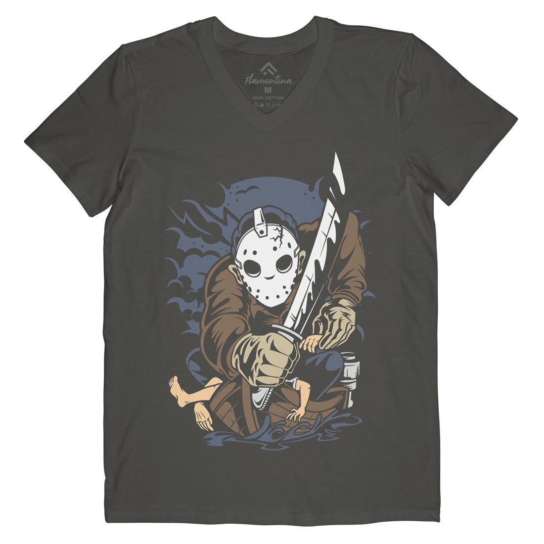 Masked Slayer Mens V-Neck T-Shirt Horror C392