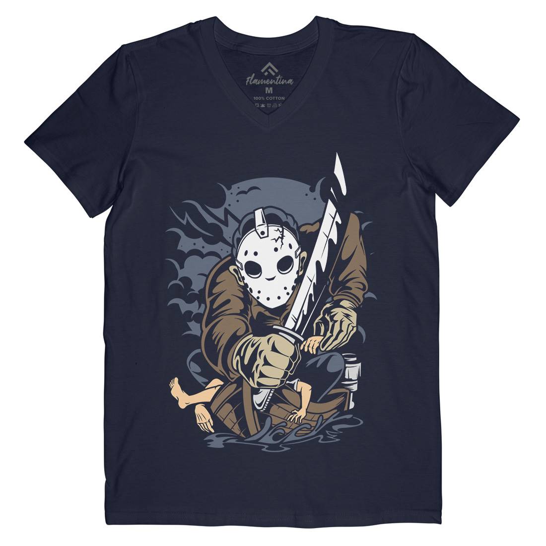 Masked Slayer Mens Organic V-Neck T-Shirt Horror C392