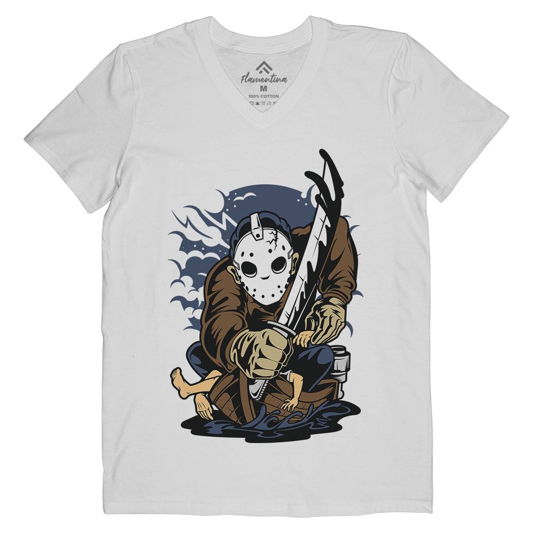 Masked Slayer Mens Organic V-Neck T-Shirt Horror C392