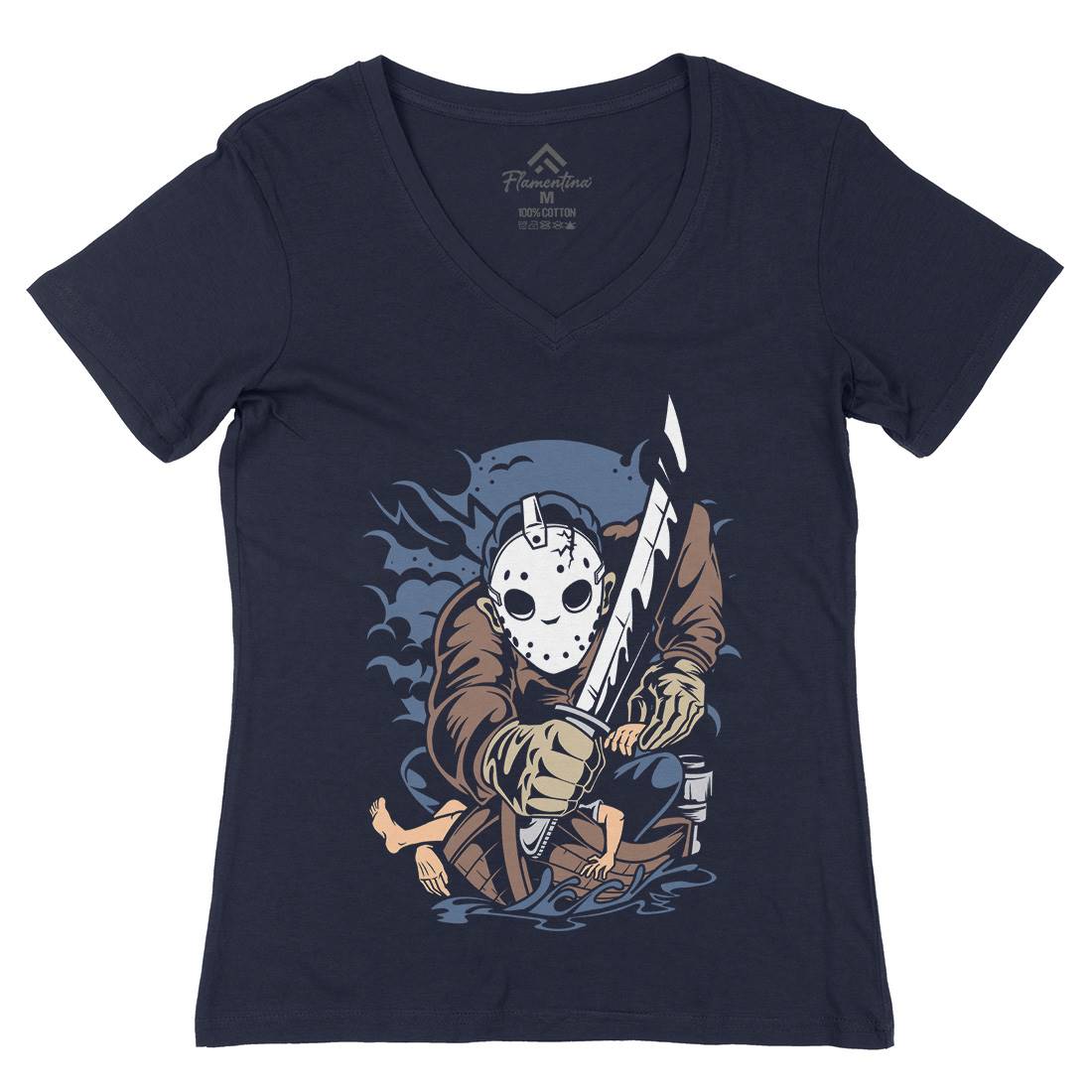 Masked Slayer Womens Organic V-Neck T-Shirt Horror C392