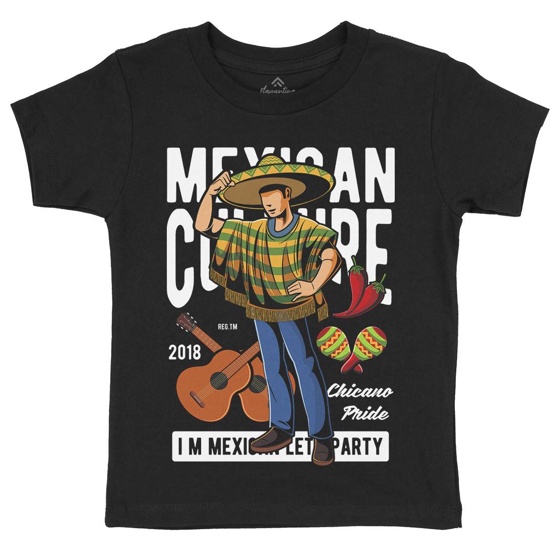 Mexican Kids Organic Crew Neck T-Shirt Retro C394