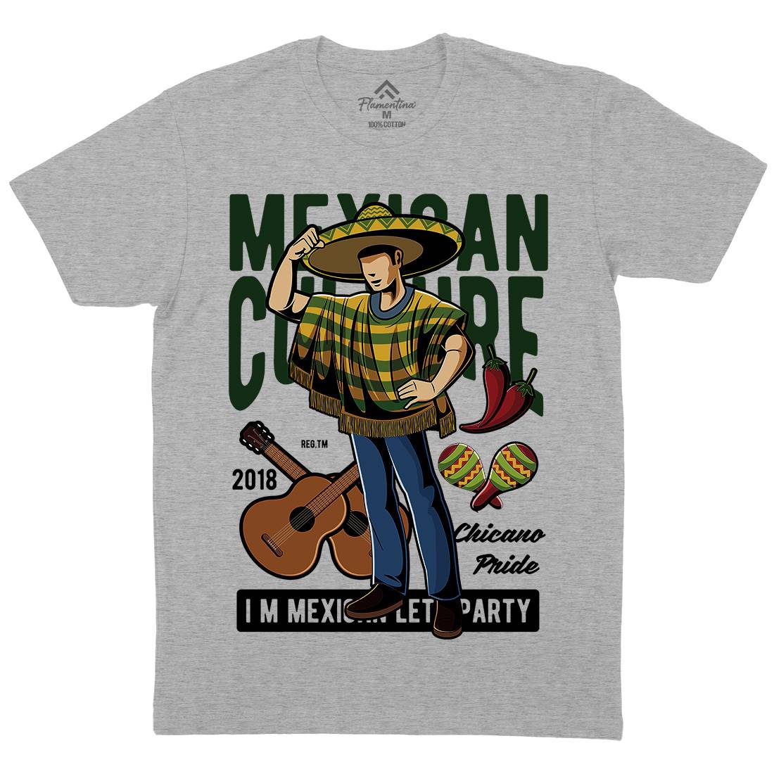 Mexican Mens Crew Neck T-Shirt Retro C394