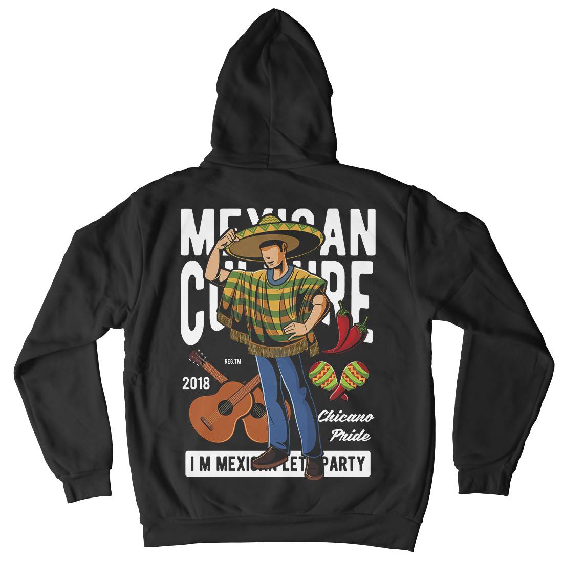 Mexican Mens Hoodie With Pocket Retro C394
