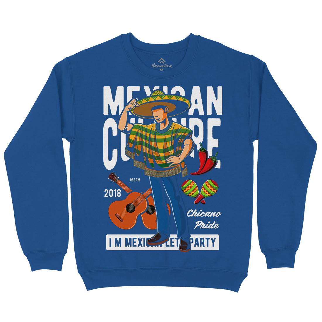 Mexican Mens Crew Neck Sweatshirt Retro C394
