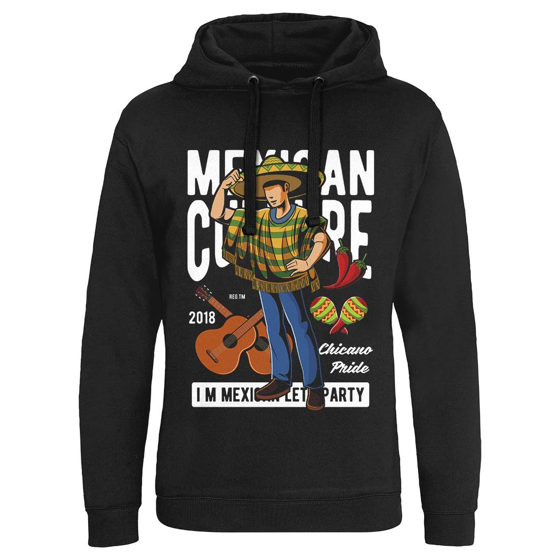 Mexican Mens Hoodie Without Pocket Retro C394
