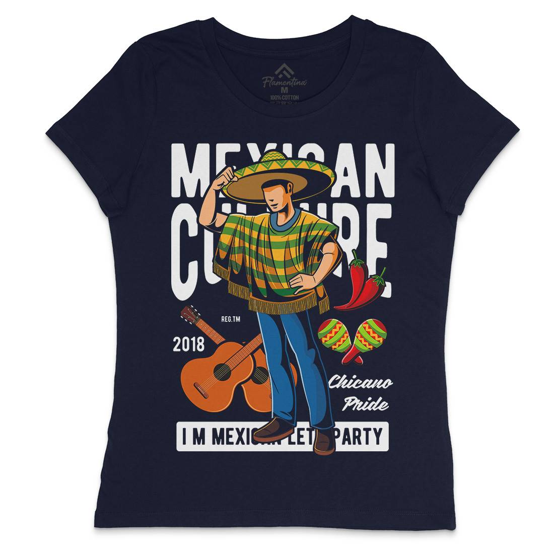 Mexican Womens Crew Neck T-Shirt Retro C394