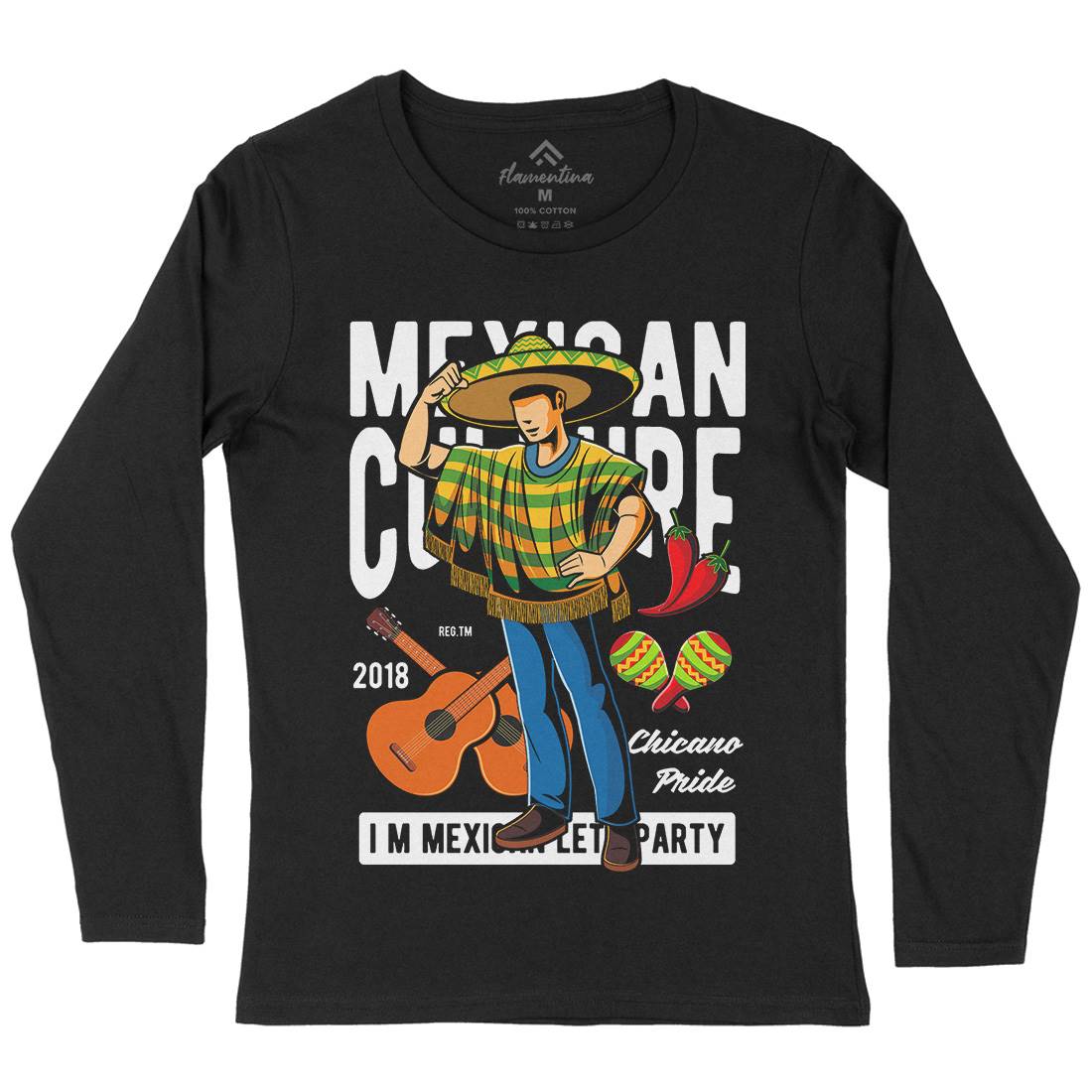 Mexican Womens Long Sleeve T-Shirt Retro C394