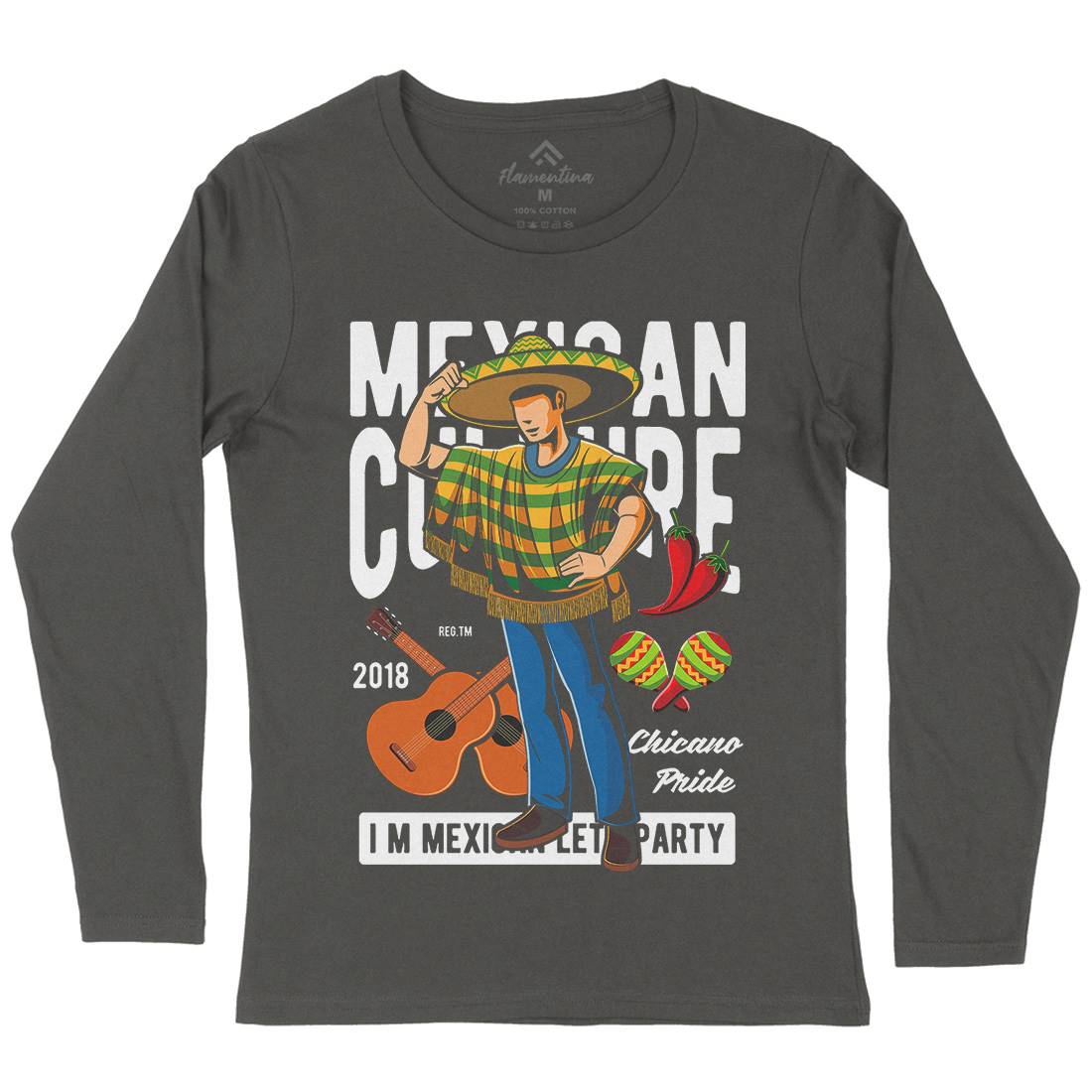 Mexican Womens Long Sleeve T-Shirt Retro C394