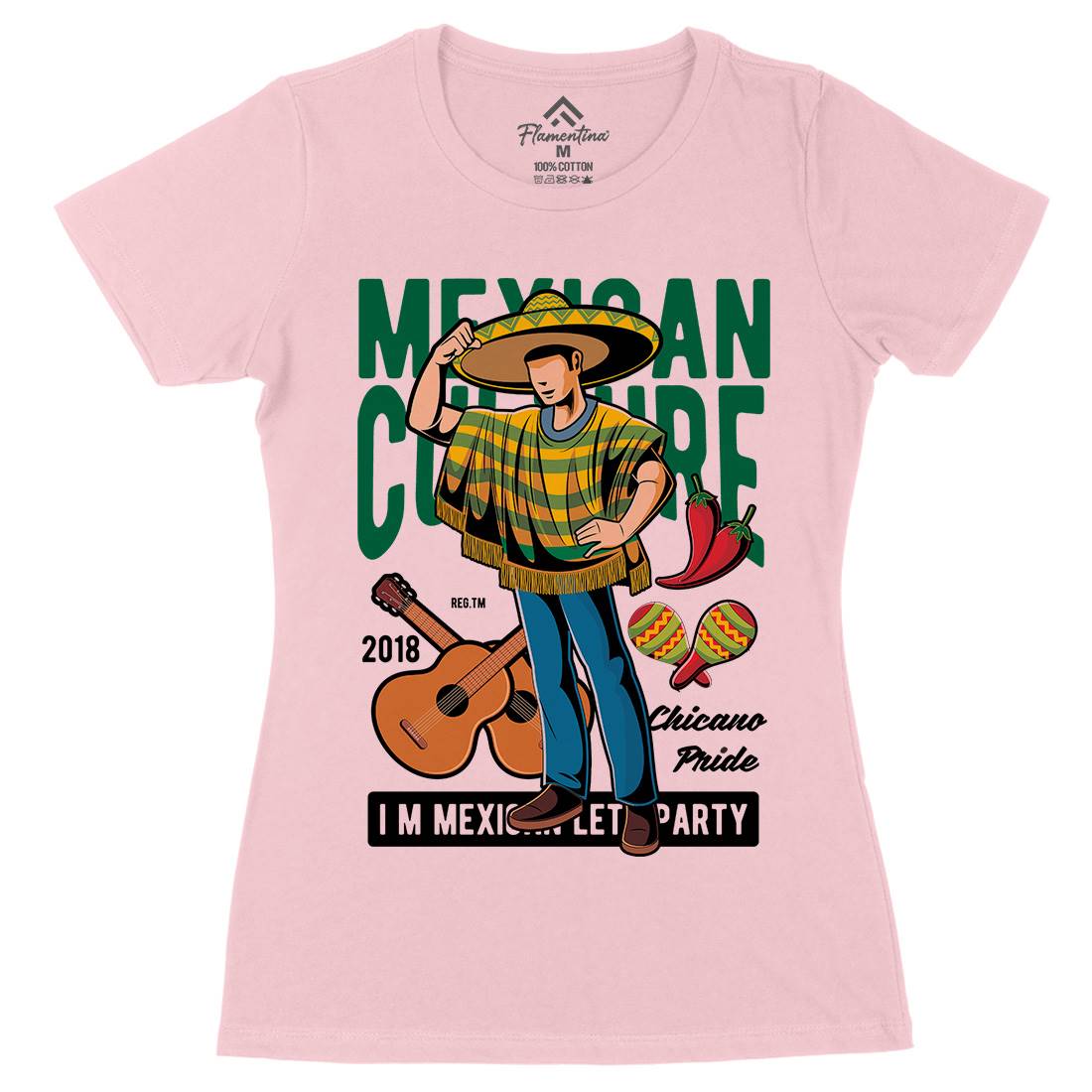 Mexican Womens Organic Crew Neck T-Shirt Retro C394