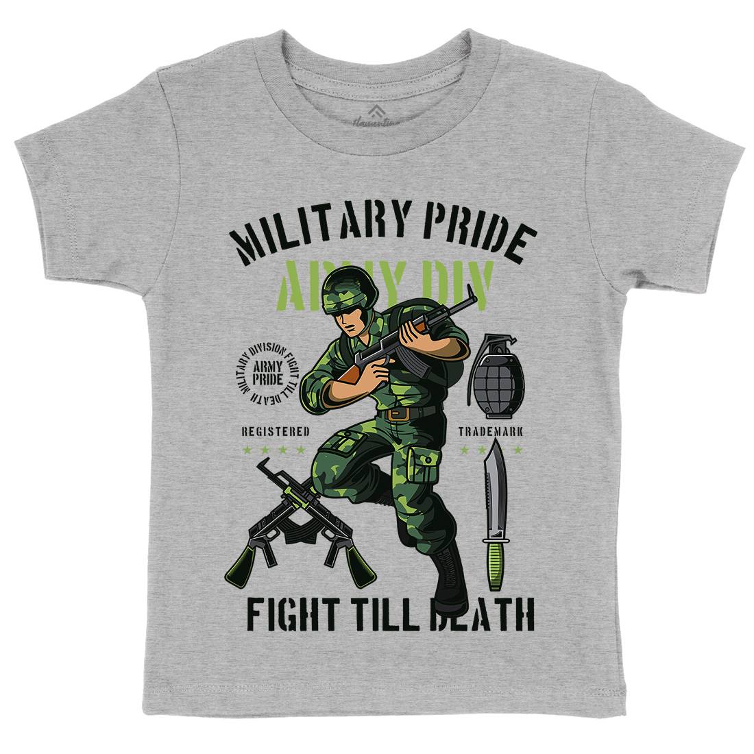 Military Pride Kids Crew Neck T-Shirt Army C395