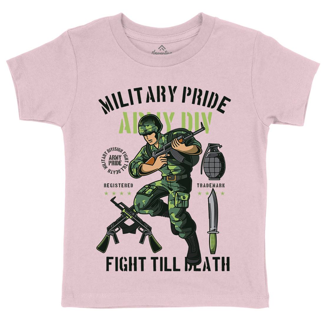 Military Pride Kids Organic Crew Neck T-Shirt Army C395