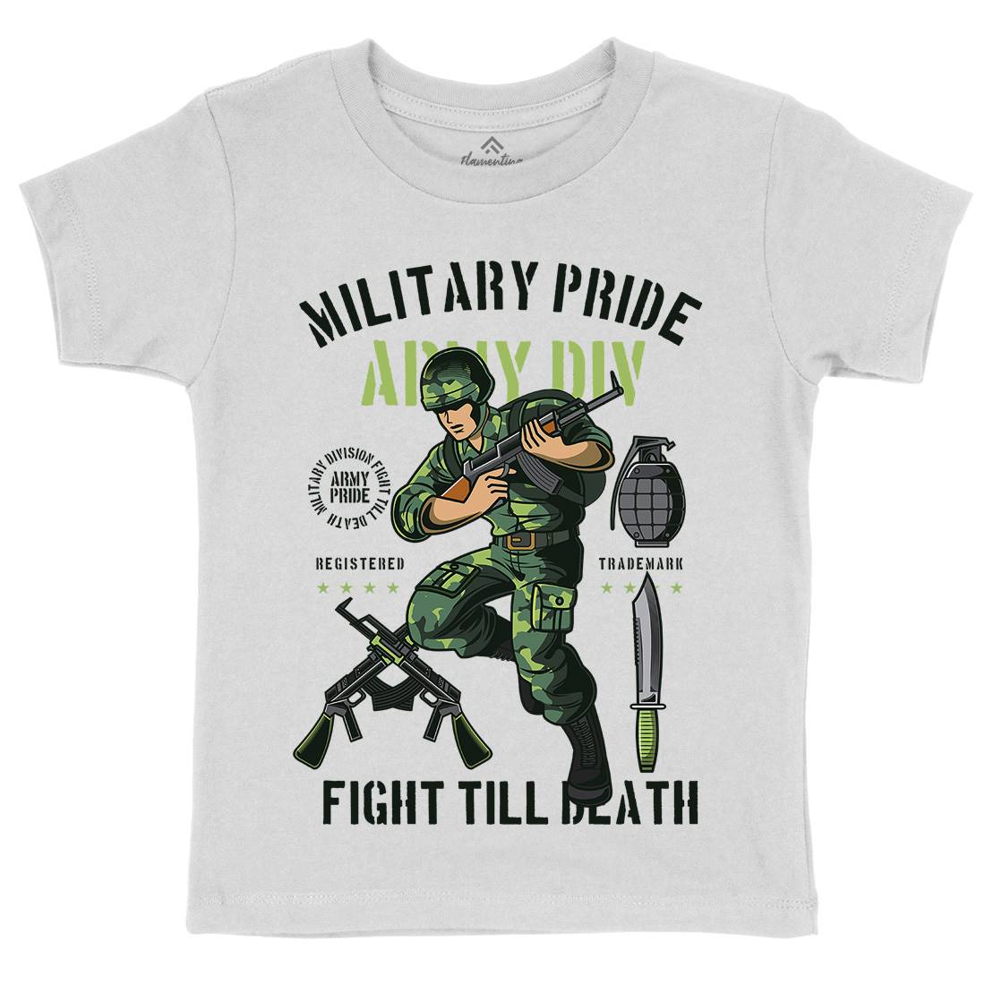 Military Pride Kids Crew Neck T-Shirt Army C395