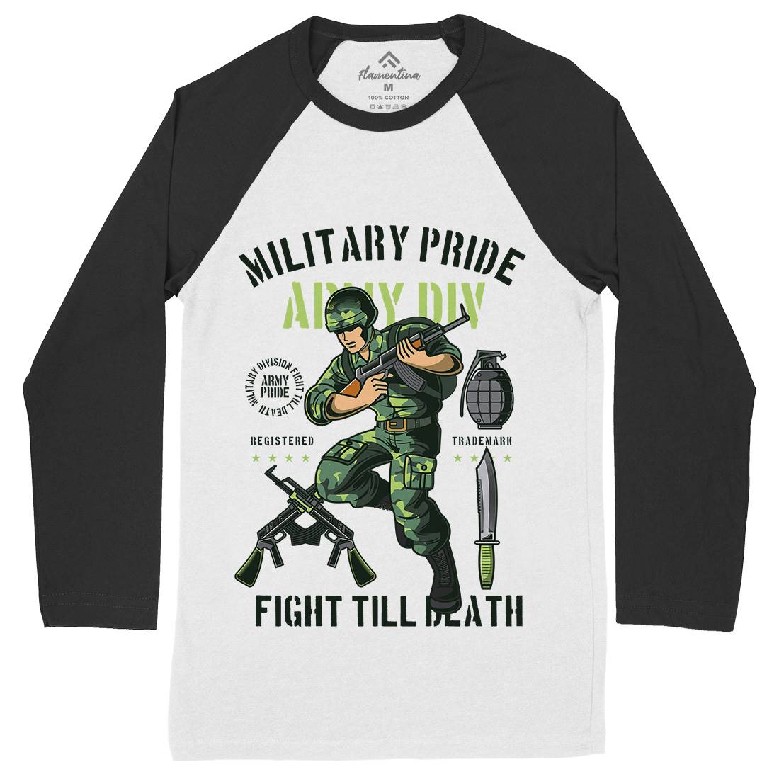 Military Pride Mens Long Sleeve Baseball T-Shirt Army C395