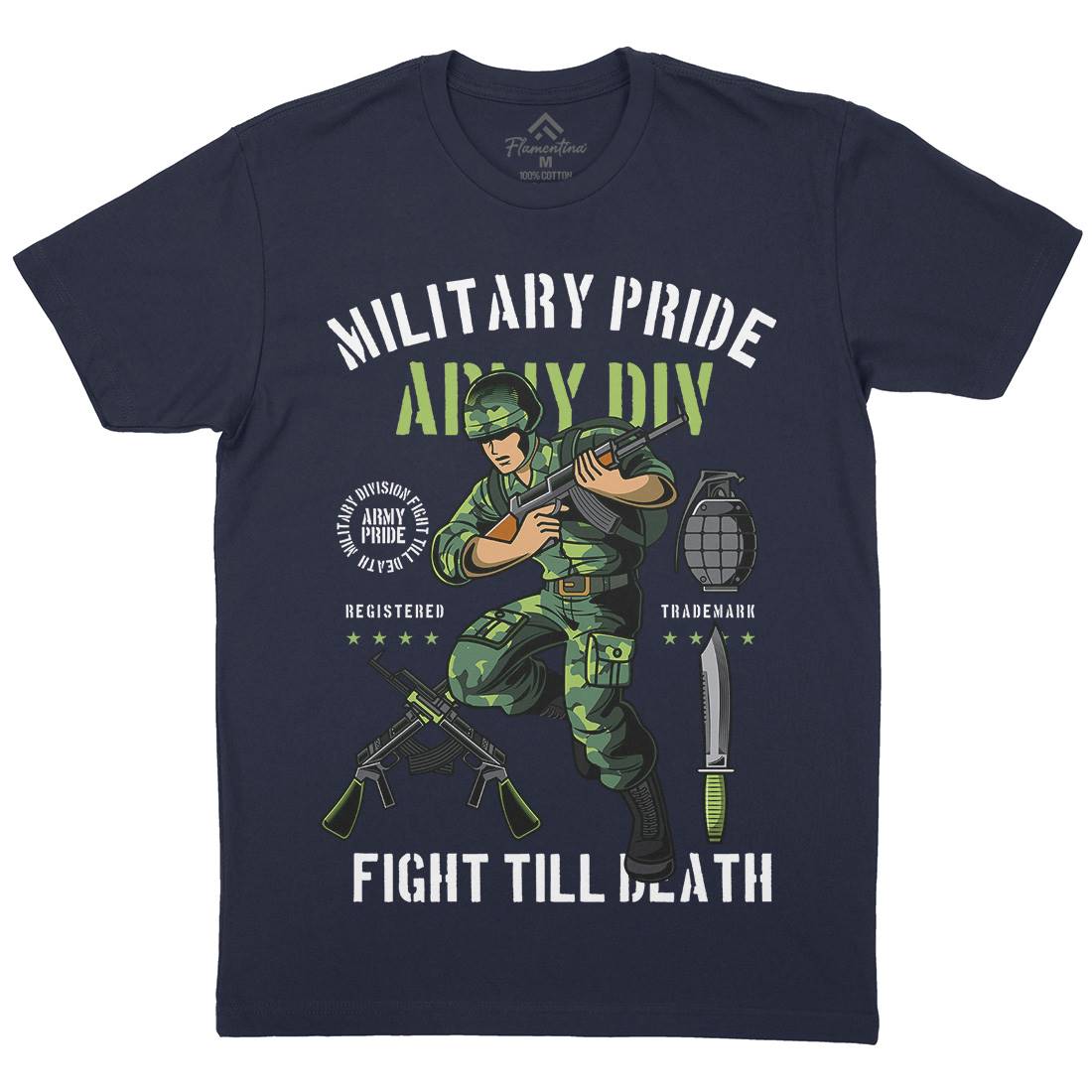 Military Pride Mens Organic Crew Neck T-Shirt Army C395
