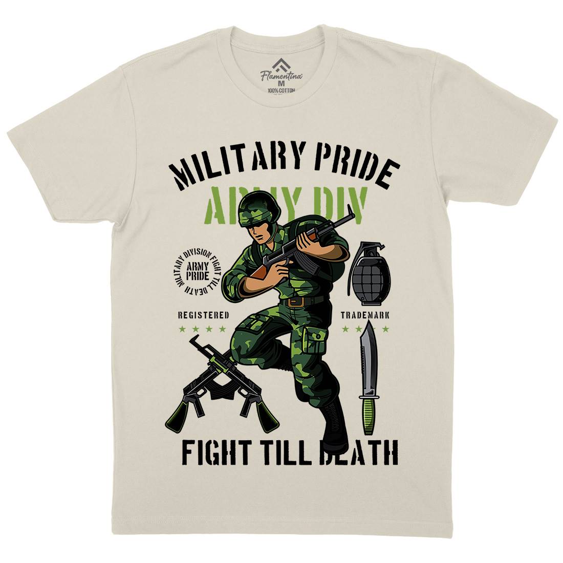 Military Pride Mens Organic Crew Neck T-Shirt Army C395