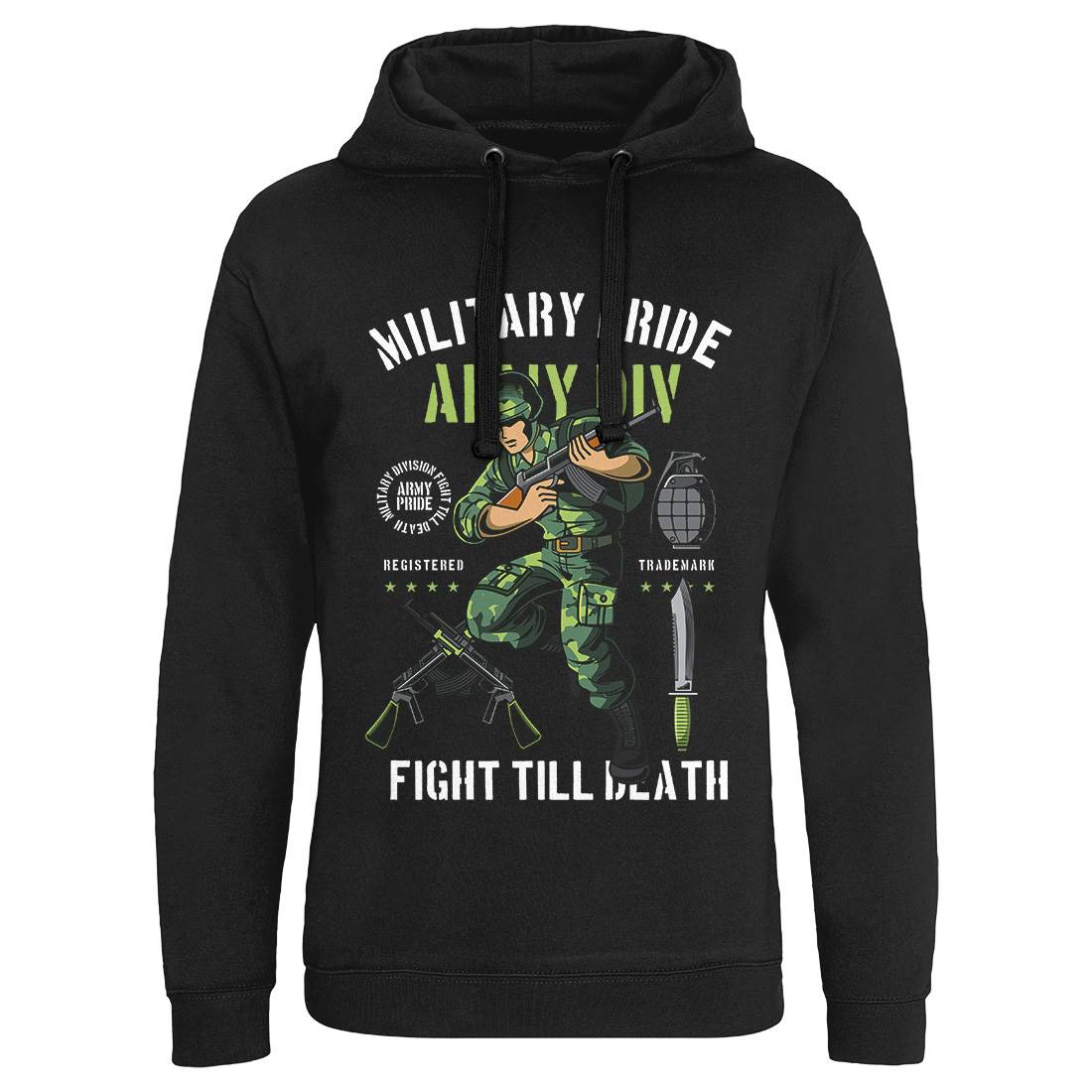 Military Pride Mens Hoodie Without Pocket Army C395