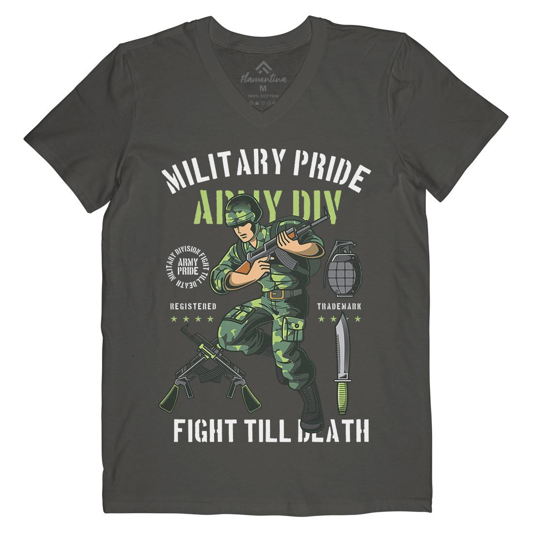 Military Pride Mens V-Neck T-Shirt Army C395