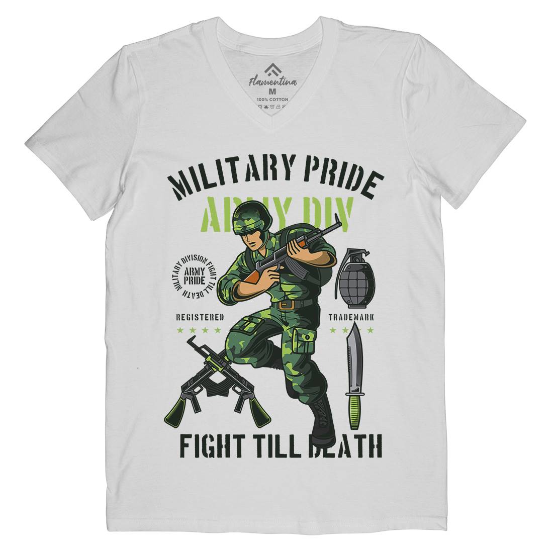 Military Pride Mens Organic V-Neck T-Shirt Army C395