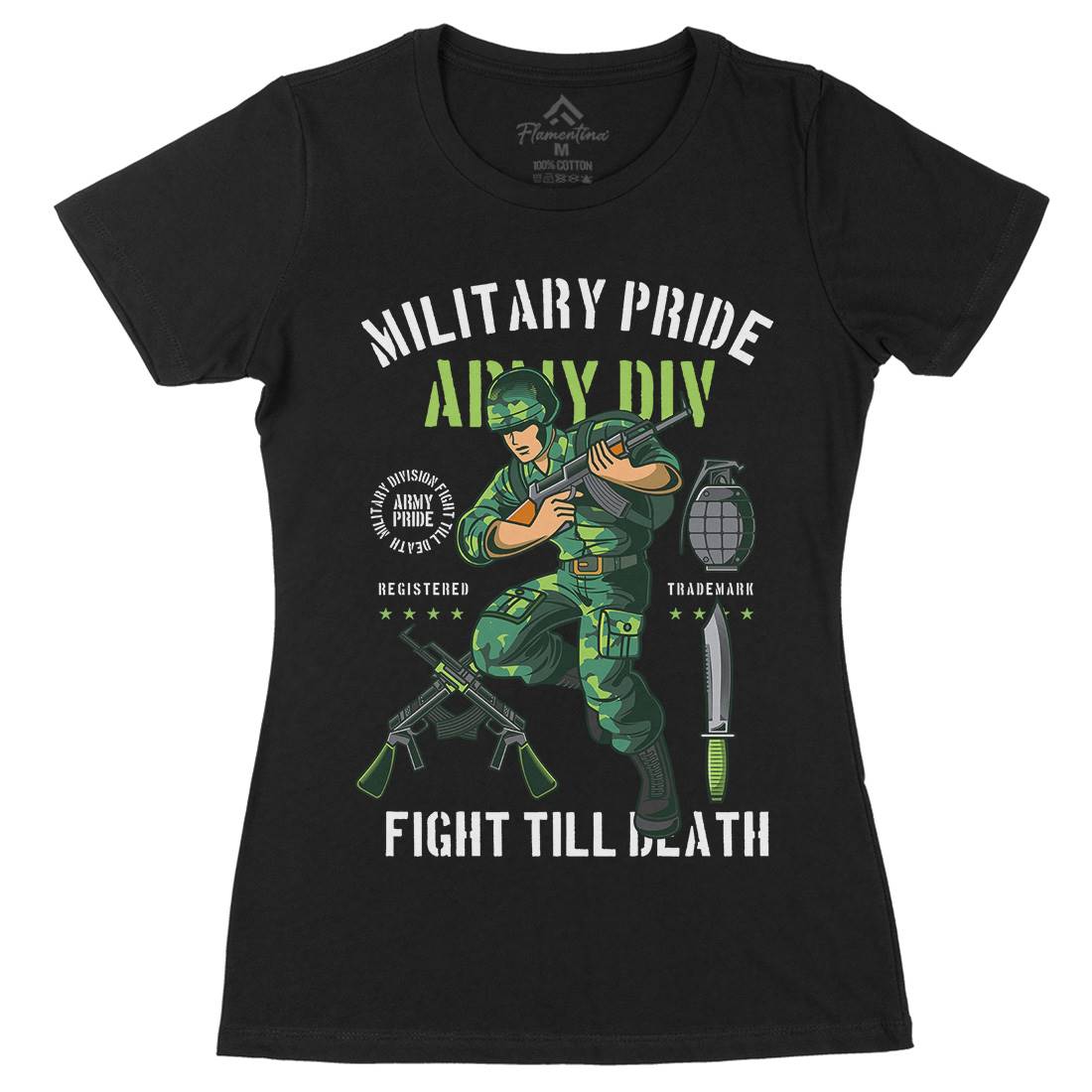 Military Pride Womens Organic Crew Neck T-Shirt Army C395
