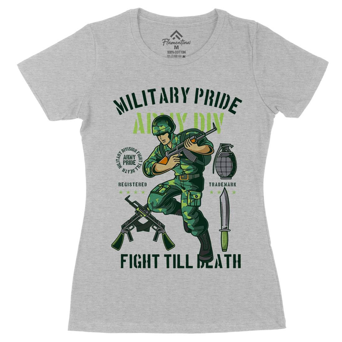 Military Pride Womens Organic Crew Neck T-Shirt Army C395