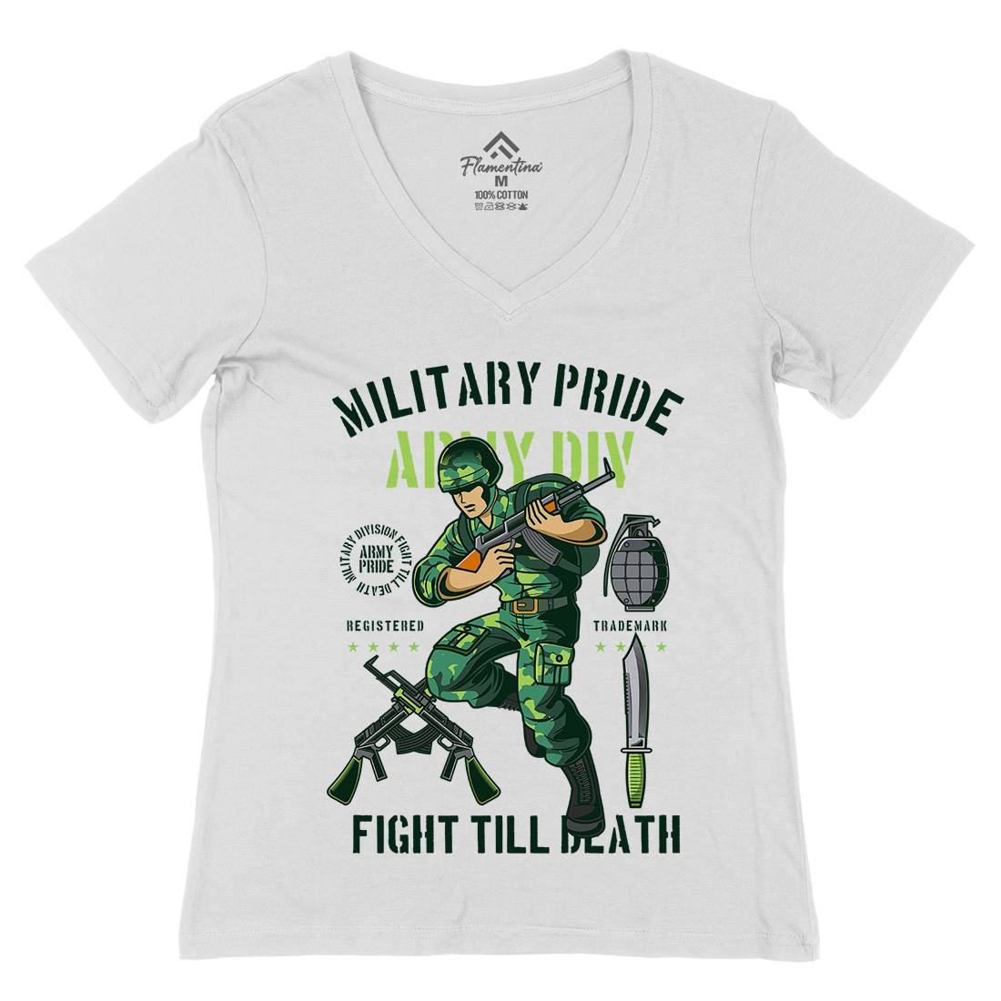 Military Pride Womens Organic V-Neck T-Shirt Army C395