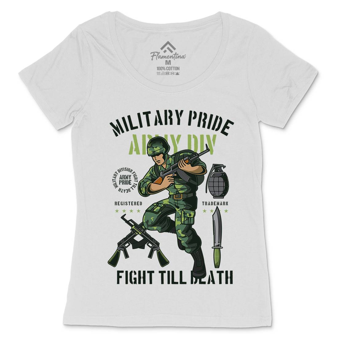Military Pride Womens Scoop Neck T-Shirt Army C395