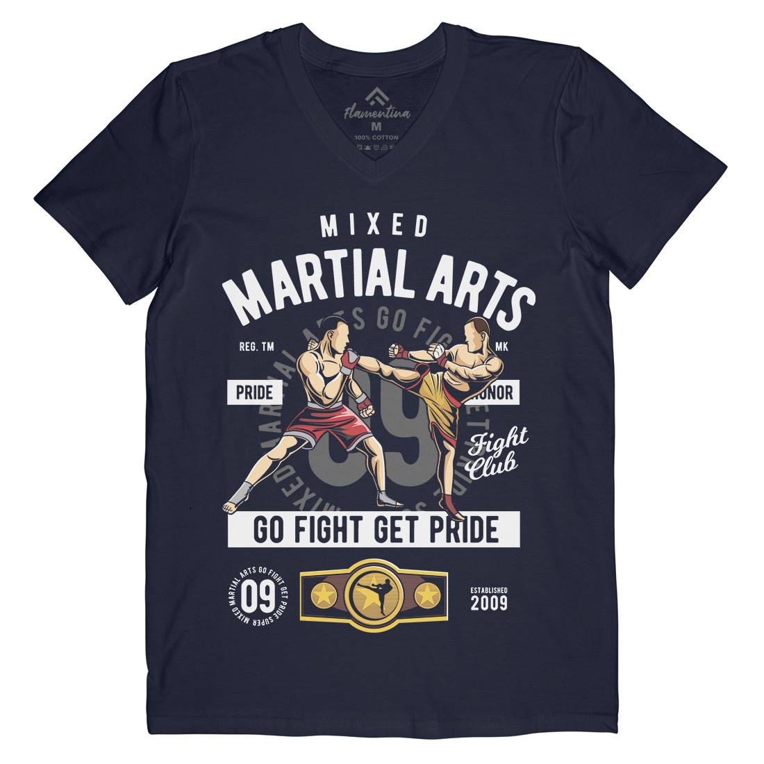 Mixed Martial Arts Mens Organic V-Neck T-Shirt Sport C396
