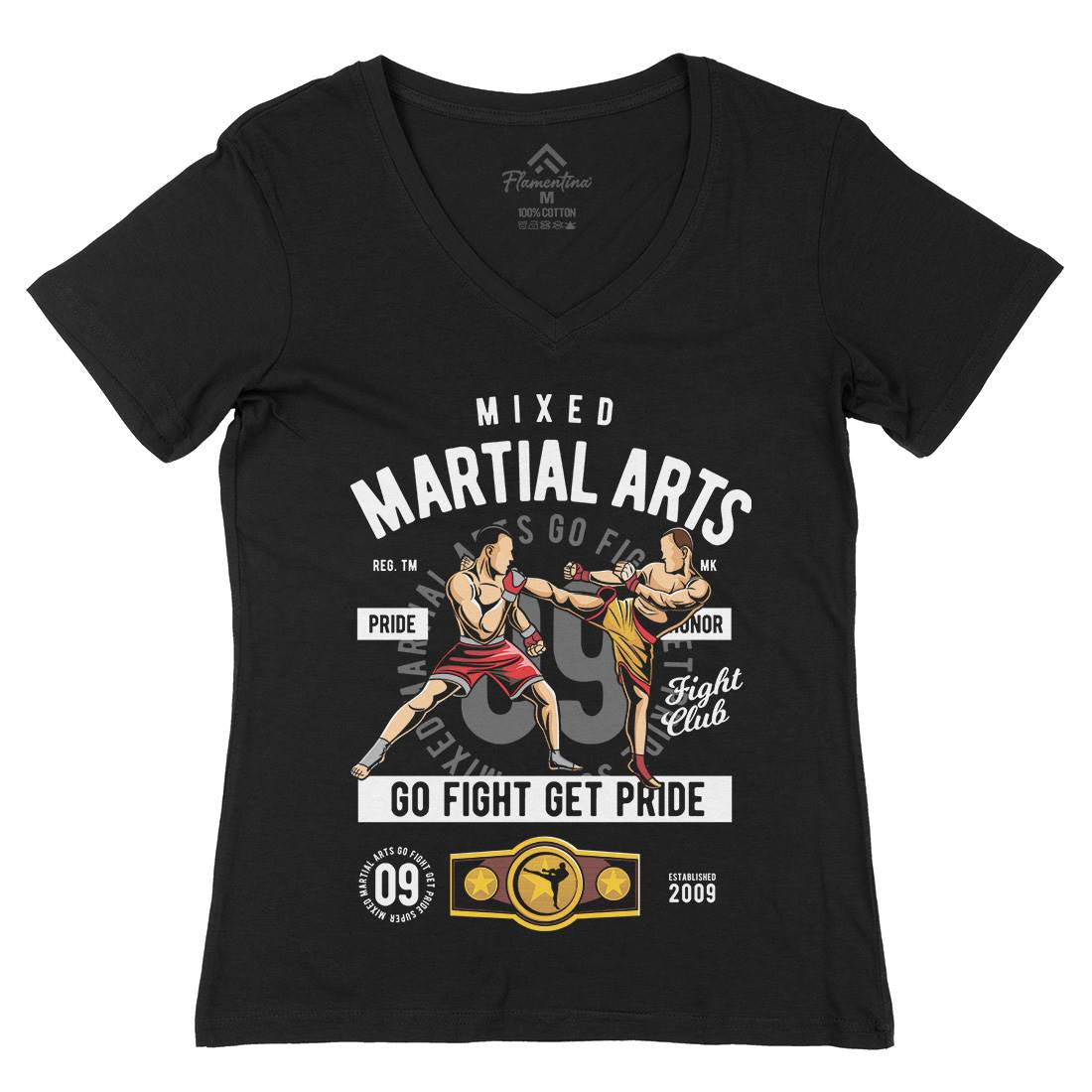 Mixed Martial Arts Womens Organic V-Neck T-Shirt Sport C396