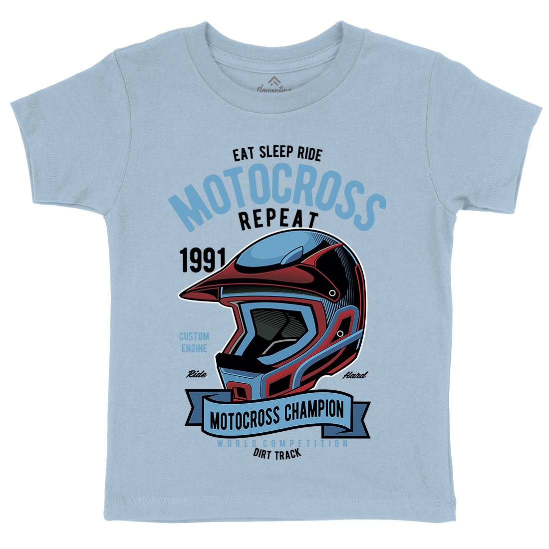 Motocross Champion Helmet Kids Crew Neck T-Shirt Motorcycles C397