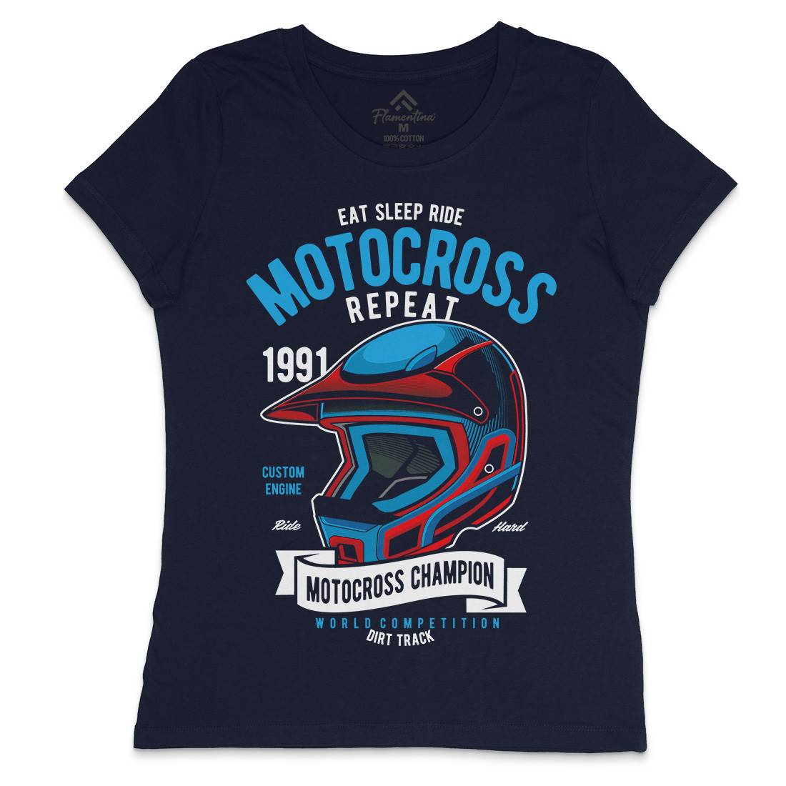 Motocross Champion Helmet Womens Crew Neck T-Shirt Motorcycles C397