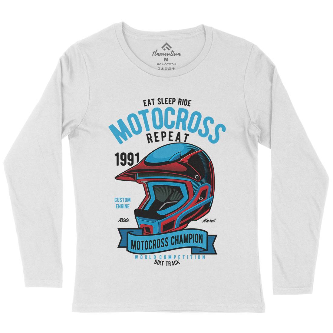 Motocross Champion Helmet Womens Long Sleeve T-Shirt Motorcycles C397