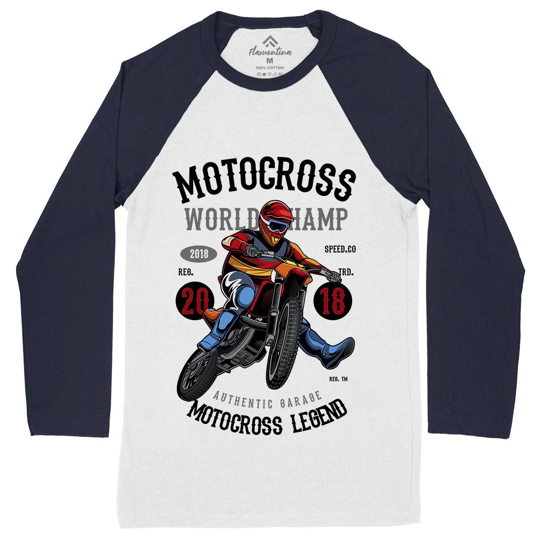 Motocross World Champ Mens Long Sleeve Baseball T-Shirt Motorcycles C398