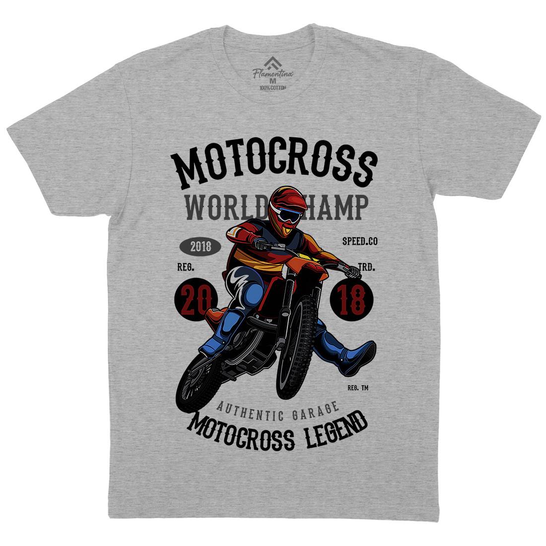 Motocross World Champ Mens Organic Crew Neck T-Shirt Motorcycles C398