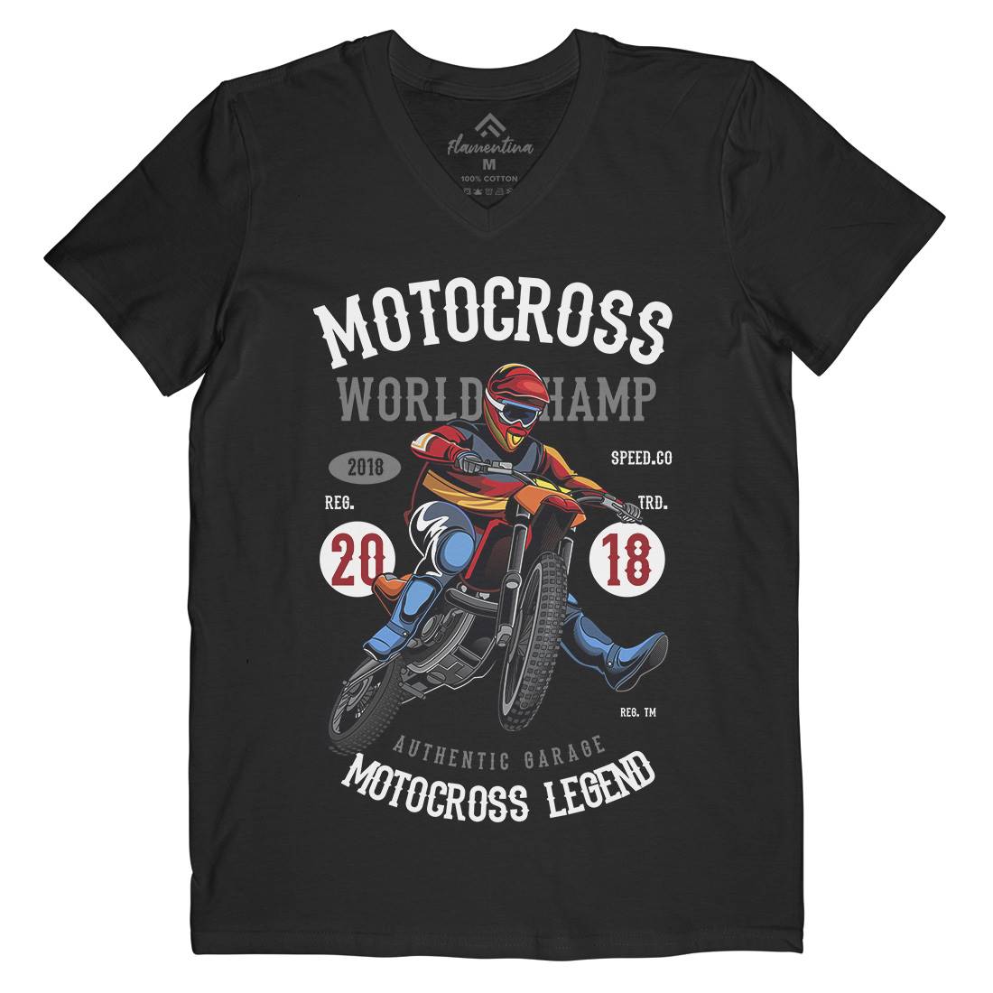 Motocross World Champ Mens V-Neck T-Shirt Motorcycles C398