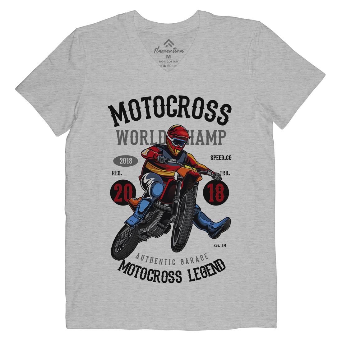 Motocross World Champ Mens Organic V-Neck T-Shirt Motorcycles C398