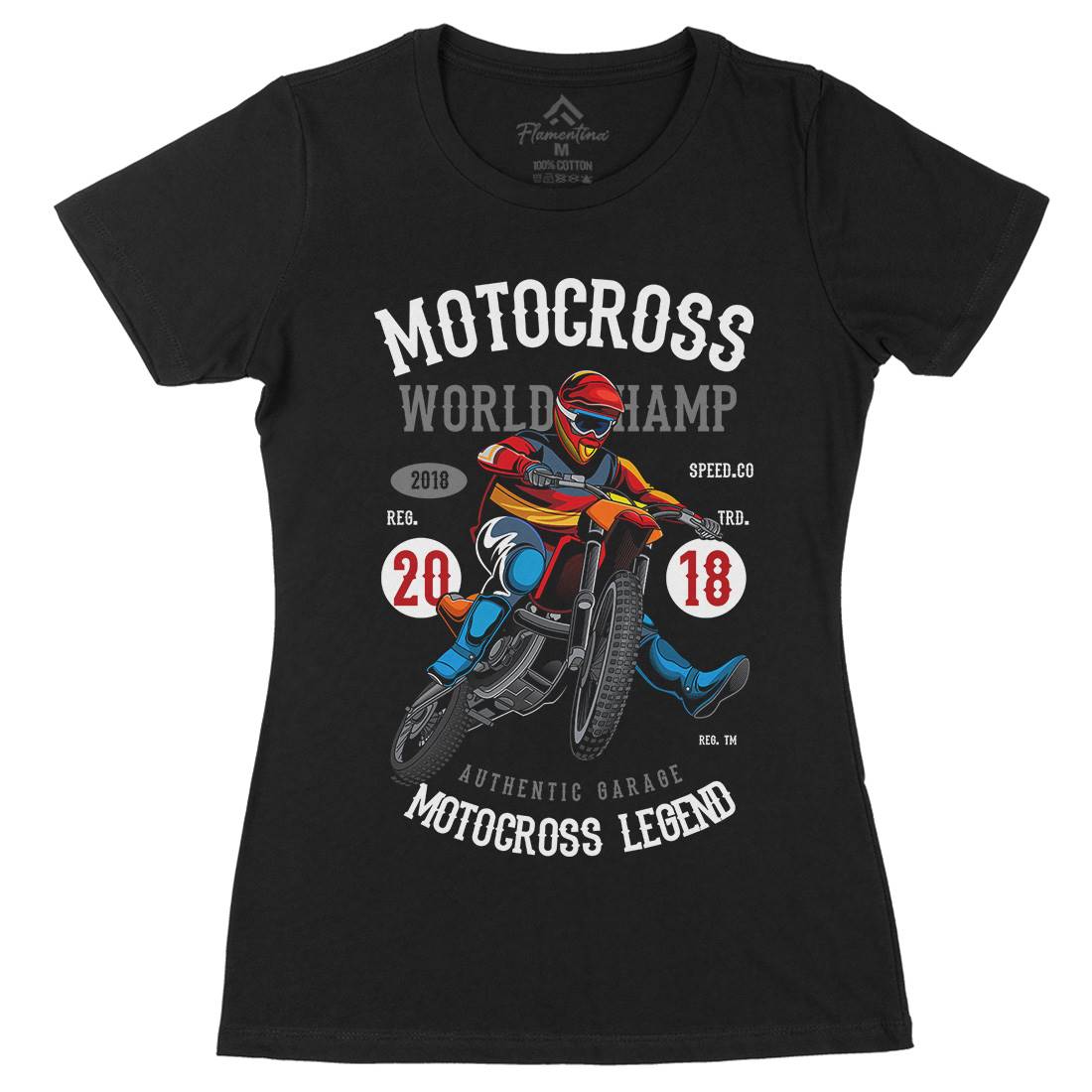 Motocross World Champ Womens Organic Crew Neck T-Shirt Motorcycles C398