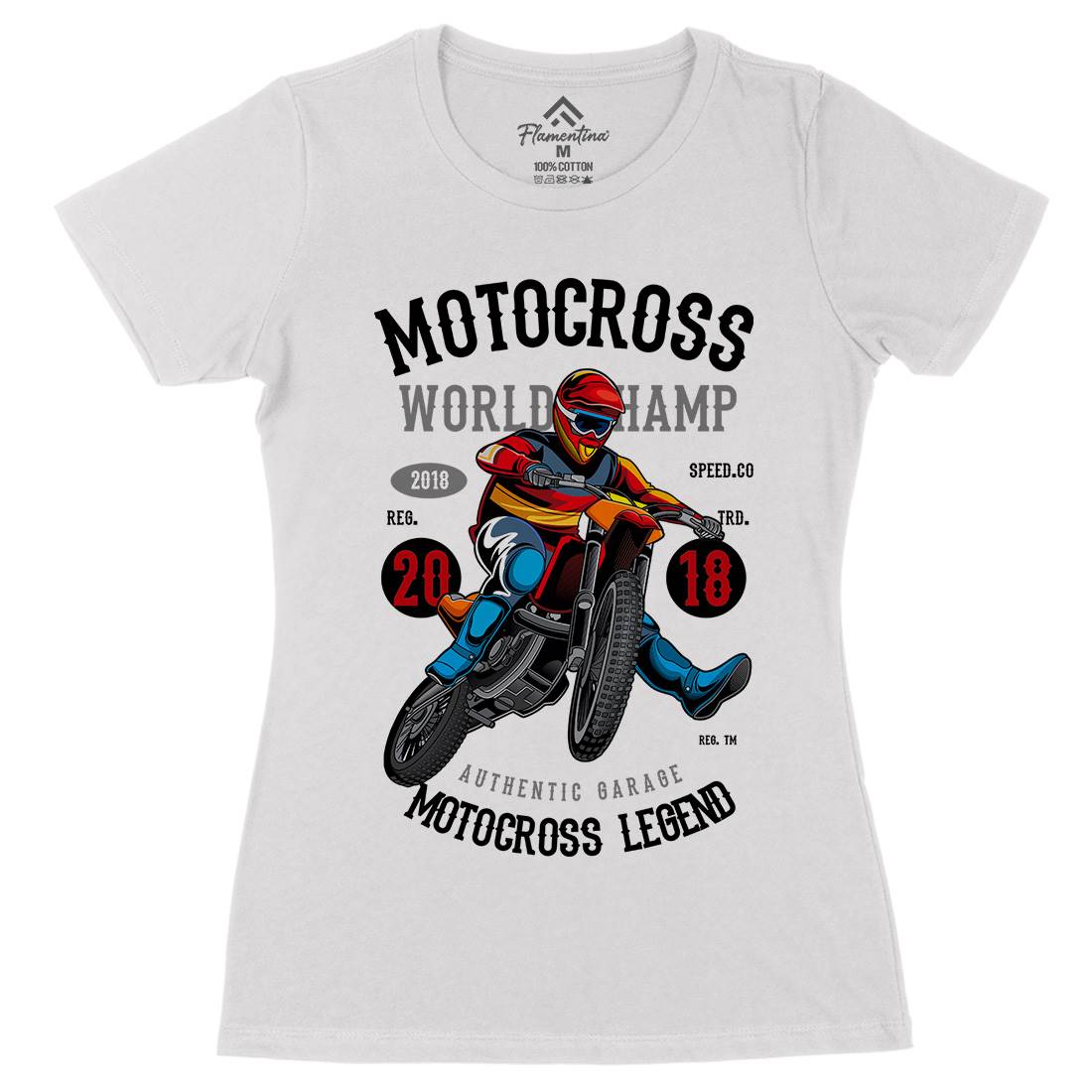 Motocross World Champ Womens Organic Crew Neck T-Shirt Motorcycles C398