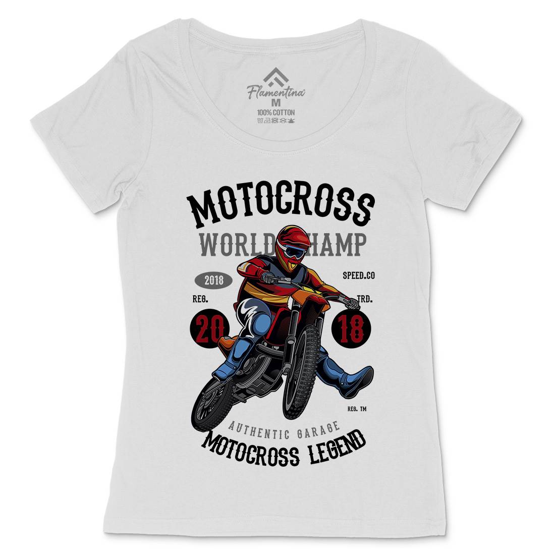 Motocross World Champ Womens Scoop Neck T-Shirt Motorcycles C398