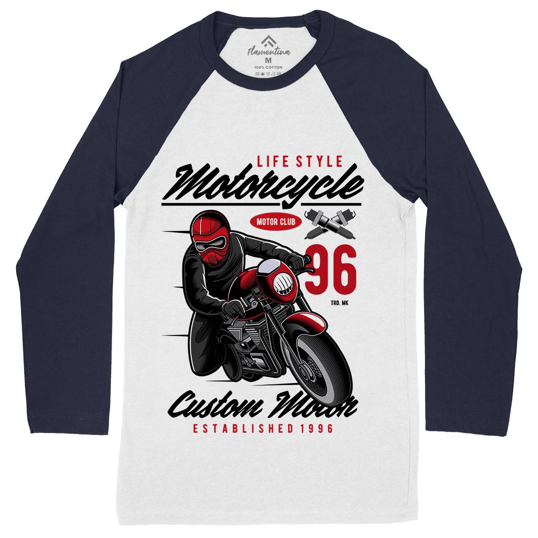 Lifestyle Mens Long Sleeve Baseball T-Shirt Motorcycles C399